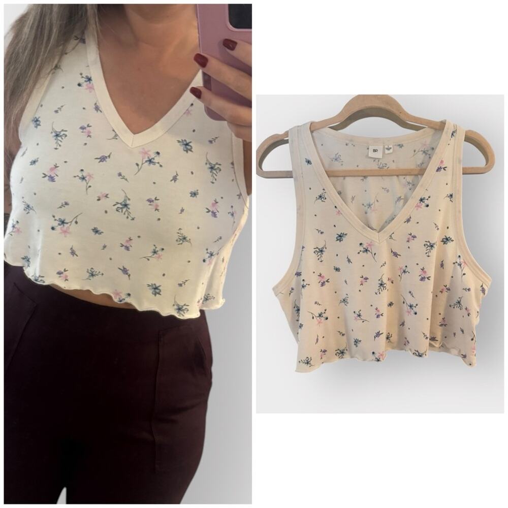 BP Floral Cream Crop Top, Large